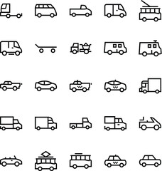 
Vehicles Line Vector Icons 
