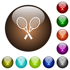 Wall Mural - Two tennis rackets color glass buttons