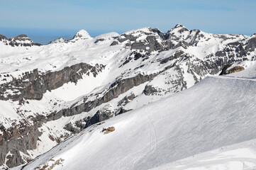 Wall Mural - The white slopes around the Engelberger and Uri Rotstöckli seen from Mount Titlis.