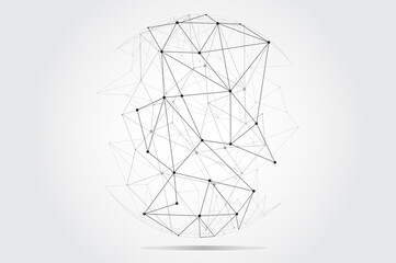 Wall Mural - blockchain technology network isolated on gray background. world globe blockchain technology backgro