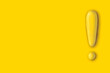 © 黛仲 栞帆 - 3d yellow exclamation mark icon isolated on yellow vivid  color wall background with shadow 3D rendering