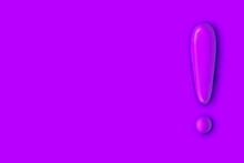 3d Purple Exclamation Mark Icon Isolated On Purple Vivid  Color Wall Background With Shadow 3D Rendering