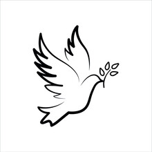 Peace Symbol, Dove Icon Vector Template.
