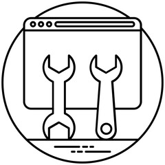 
Building tools in a computer screen symbolizing web services 
