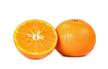 Canvas Print - Orange fruit half sliced isolated on white background