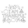I am thankful. Thanksgiving Coloring page.