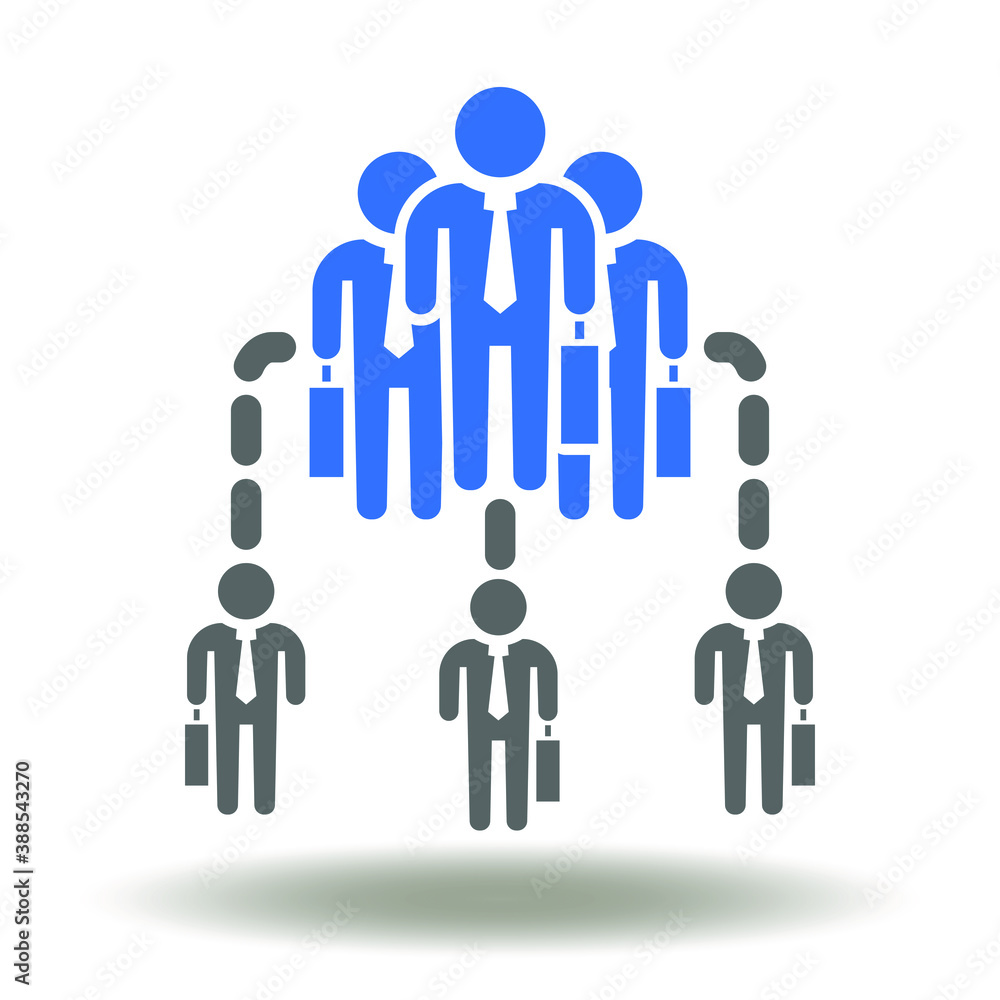 Team Roles Sign Businessman team flow chart structure icon vector. Employee ...