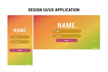 Wall Mural - UI/UX APPLICATION FOR PHONE AND WEBSITE WITH GRADIENT BACKGROUND. SIGN IN LAYOUT