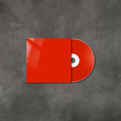 Sticker - Red CD - DVD mockup template isolated on concrete background