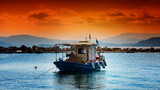 Fototapeta  - boat in the bay at sunset