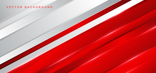 Abstract template white and red stripes with red neon light with copy space for text. technology concept.