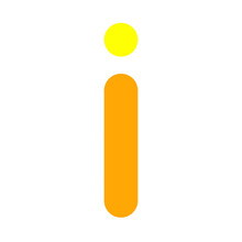 Yellow With Orange Letter I On White Background, Icon Or Logo For Use In Design.