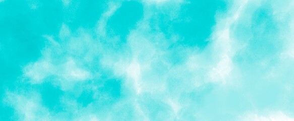 Wall Mural - blue sky with clouds watercolor background hand-drawn