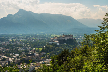 Wall Mural - Panoramic view of Salzbourg city on a sunny day of summer, touristic destination in Austria