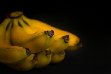 bananas on black background