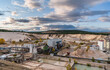 Industrial landscape of a silica sand open pit mine