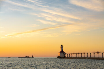 Wall Mural - Sunset on Lake Michigan