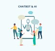 © sabelskaya - Chatbot assistance and artificial intelligence flat vector illustration isolated.