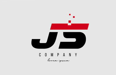Wall Mural - js j s alphabet letter logo combination in red and black color. Creative icon design for company and business