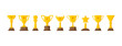 Sport trophy cup, golden award, champion icons isolated on white background. Vector illustration