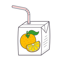 Wall Mural - Orange juice box with straw isolated