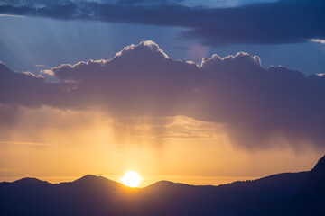 Sticker - sunset over the mountains