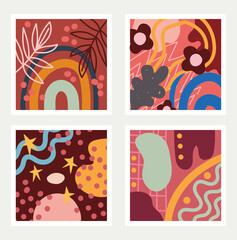 Poster - set of abstract seamless patterns doodle contemporary with abstract shapes textile