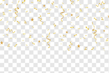 Poster - celebration background with gold confetti. Gold glitter confetti flying vector background