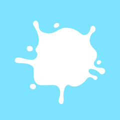 Wall Mural - milk splash on light blue for banner background, white milky splatter shape, spill milk for graphic symbol, blot stain of milk splashing