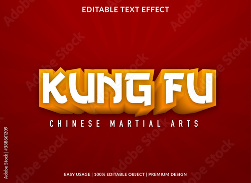 Fotomural kung fu text effect template with 3d bold style use for business logo and brand