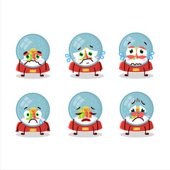 Poster - Snowball with gift cartoon character with sad expression