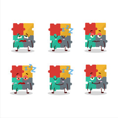 Sticker - Cartoon character of puzzle with sleepy expression