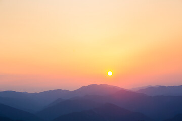 Canvas Print - 玉置神社から見た山々の夕景