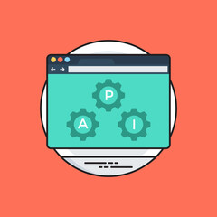 
Application programming interface integration flat icon 

