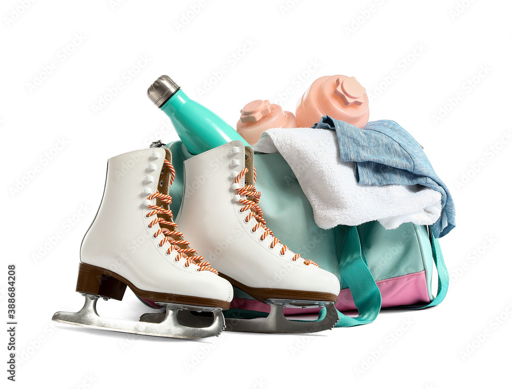 Set of sport equipment on white background