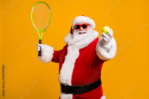 Cuadros en Lienzo Portrait of his he nice attractive cheerful cheery glad Santa enjoying playing b