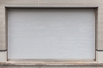 Poster - Automatic white roller shutter doors on the ground floor of the house