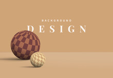 Minimalist Product Display Mockup Design, 3d Balls On Bright Nude Brown Background