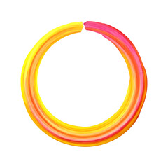 Wall Mural - Vector Hand Drawn Circle, Brush Stroke, Multicolored Painting Isolated on White Background, Yellow and Pink.