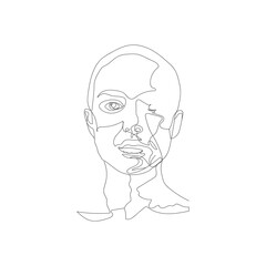 Wall Mural - SINGLE-LINE DRAWING OF A FEMALE FACE 19. This hand-drawn, continuous, line illustration is part of a collection artworks inspired by the drawings of Picasso. Each gesture sketch was created by hand. 
