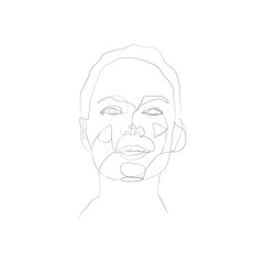 Wall Mural - SINGLE-LINE DRAWING OF A FEMALE FACE 20. This hand-drawn, continuous, line illustration is part of a collection artworks inspired by the drawings of Picasso. Each gesture sketch was created by hand. 
