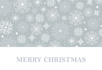 silver christmas card with white snowflakes vector illustration