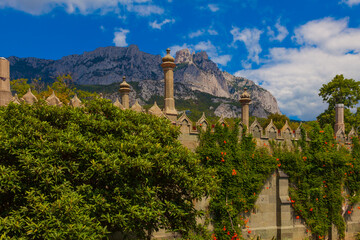 Wall Mural - The territory of the Vorontsov Palace in the city of Alupka (Crimea)