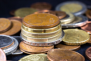 Euro close up photo. Macro coins.