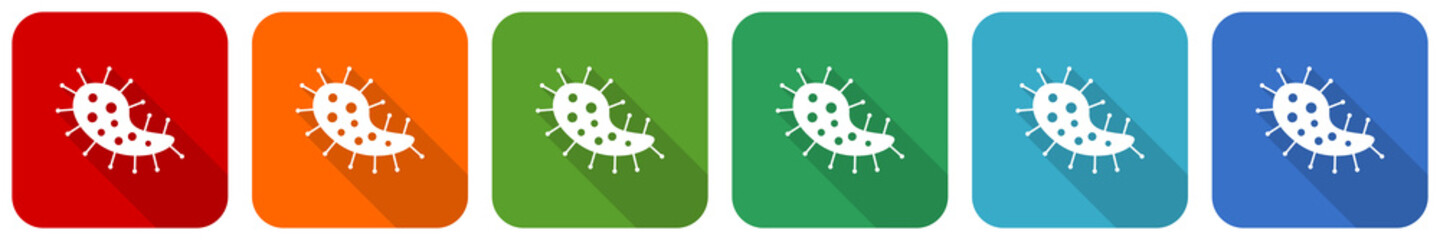 Aufkleber - Virus, coronavirus, covid-19, infection icon set, flat design vector illustration in 6 colors options for webdesign and mobile applications