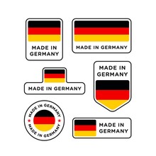 Various Made In Germany Labels Set, German Product Emblem