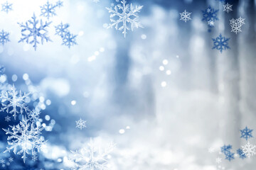 Sticker - Christmas snow. Blue winter background