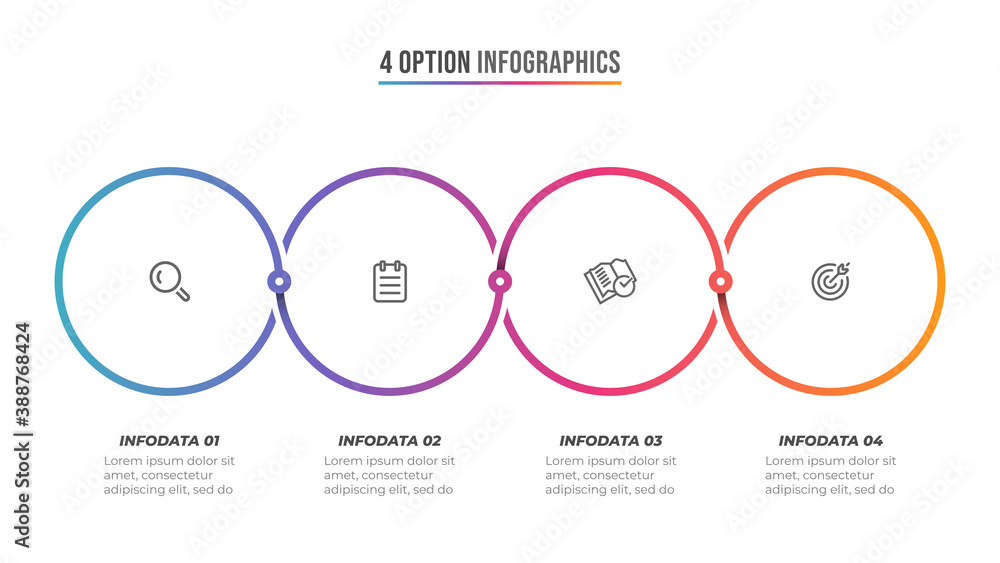 Modern 4 steps infographic template. Vector design with icons. Can be ...