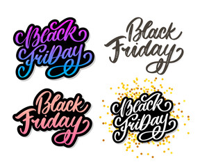 Sticker - Black Friday Calligraphic Designs Retro Style Elements Vintage Ornaments Sale, Clearance Vector lettering