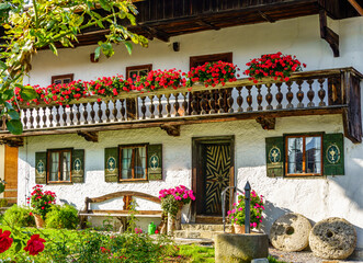 Canvas Print - typical old bavarian farmhouse